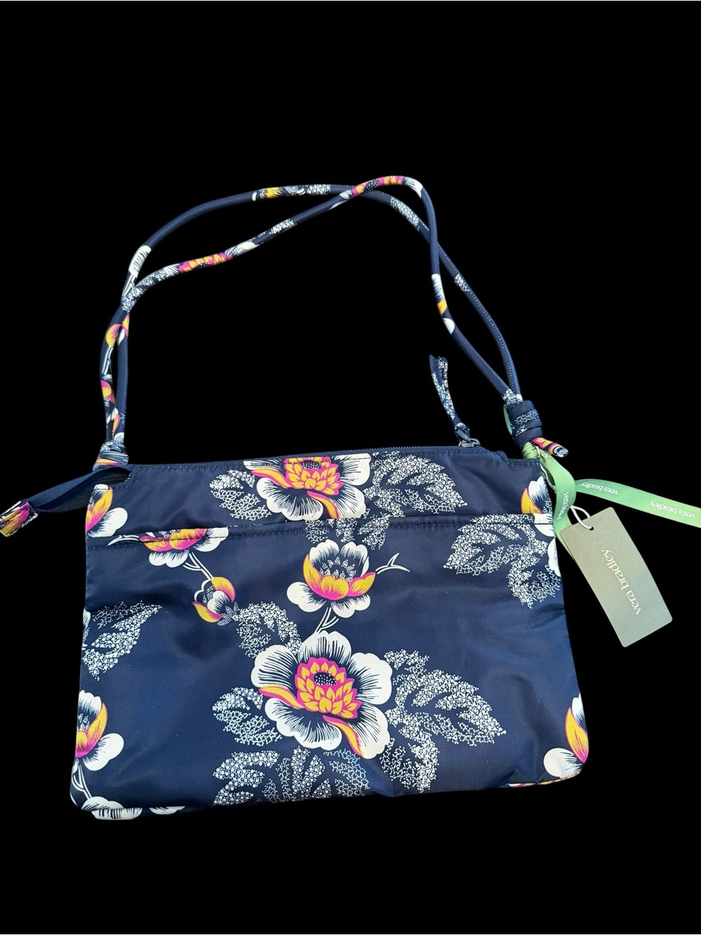Vera Bradley Navy Floral Crossbody with Pink & Yellow Blooms